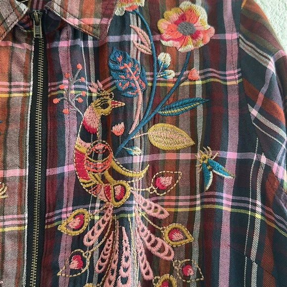 NWT Johnny Was womens Shuri Plaid Tunic embroidery floral animal graphic - Picture 5 of 9